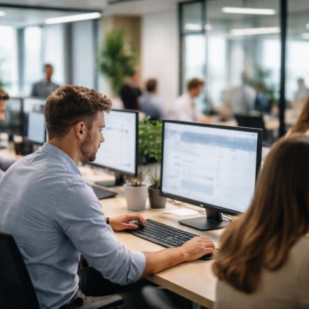 employes-bureau-moderne-ecrans-verre