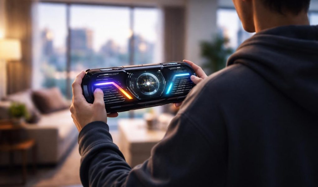 personne-appareil-led-salon-moderne