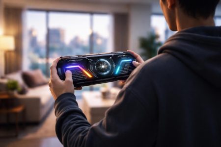 personne-appareil-led-salon-moderne