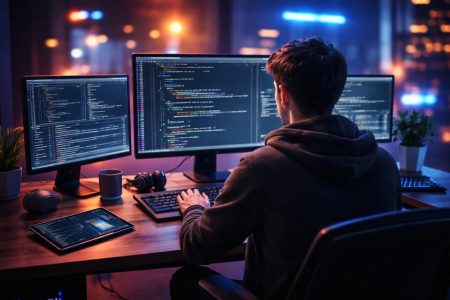 developpeur-bureau-moderne-ecrans-code