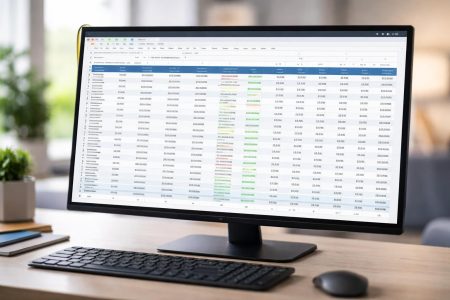 ecran-ordinateur-tableau-donnees-clavier