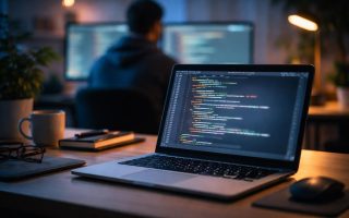 ordinateur-bureau-code-flou-developpeur