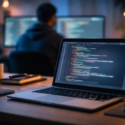 ordinateur-bureau-code-flou-developpeur