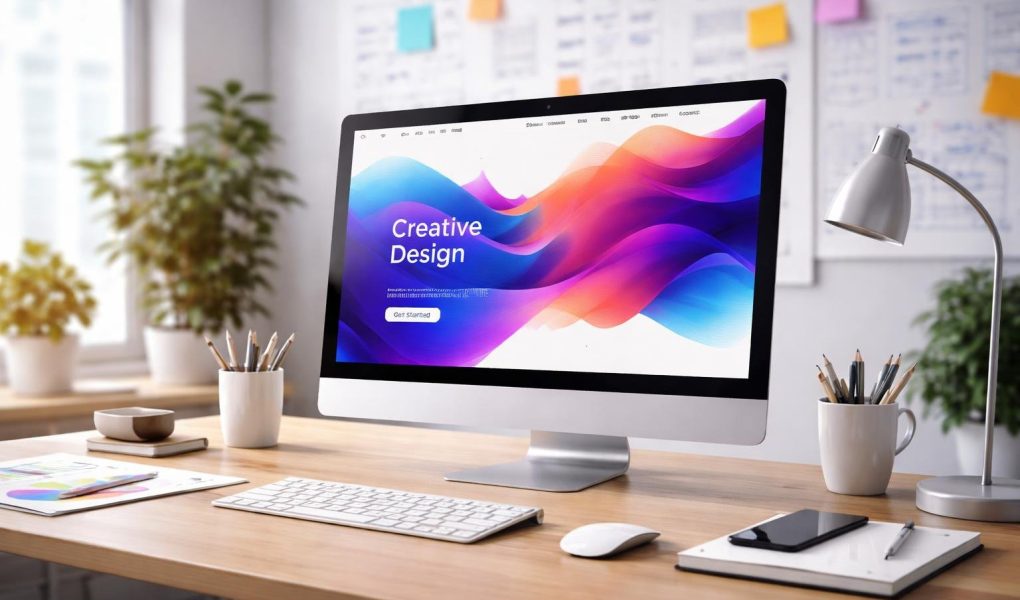 bureau-moderne-ordinateur-design-abstrait