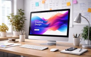 bureau-moderne-ordinateur-design-abstrait