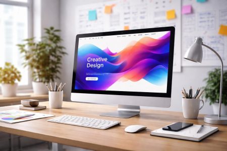 bureau-moderne-ordinateur-design-abstrait